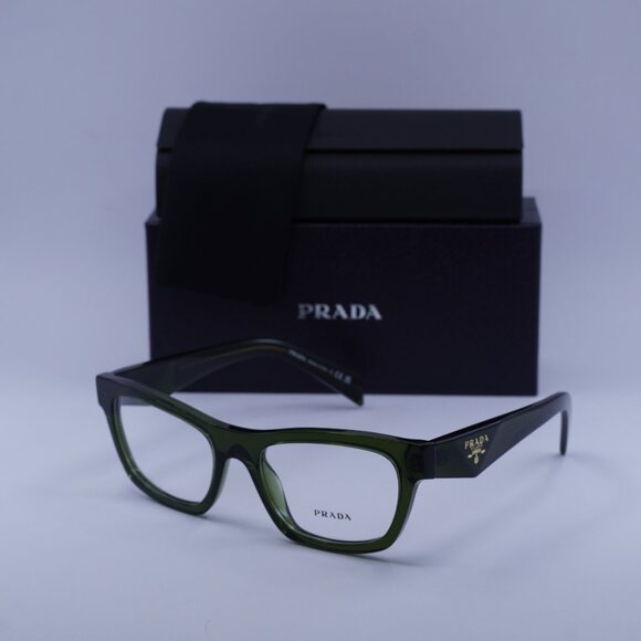 Prada PRB01V 19Z1O1 Cat Eye Eyeglasses - Transparent Bottle Green 54mm - Picture 1 of 9
